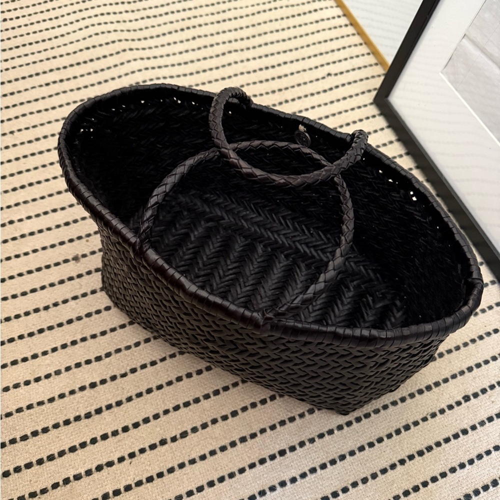 Elegant Black Woven Tote Bag